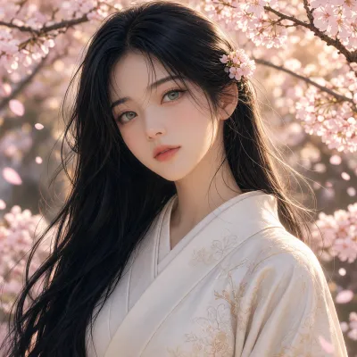 نمونه خروجی تصویر پرتره ساخته‌شده با پرامپت grok image grok imagine image 2 a digital portrait of a japanese woman 20 years old light green eyes dark black hair falling on her