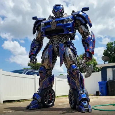 نمونه خروجی تصویر شخصیت ساخته‌شده با پرامپت hero 10 i want to combine my car with one of the desepticon from transformers and make it a