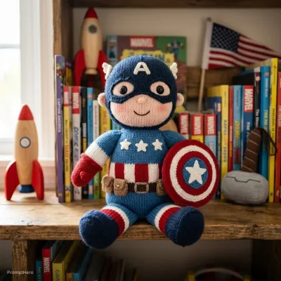 نمونه خروجی تصویر هنری ساخته‌شده با پرامپت hero 10 cute marvel hero captain america v