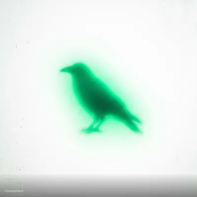 نمونه خروجی تصویر عکاسی ساخته‌شده با پرامپت hero 10 an ultra minimalist conceptual photographic image of a crow silhouette centered on a clean stark white background the style