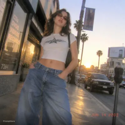 نمونه خروجی تصویر مد و فشن ساخته‌شده با پرامپت chatgpt image gpt image 25 a non binary person in their 20s with wavy shoulder length hair and subtle retro makeup stands confidently on