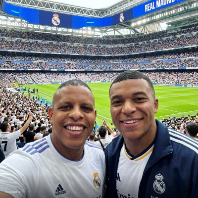 نمونه خروجی تصویر هنری ساخته‌شده با پرامپت nano banana nano banana 2 con mbappe en el estadio santiago